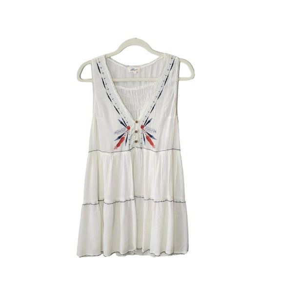 Anthropologie White Boho Embroidered Tunic Top Size Large - Picture 4 of 10